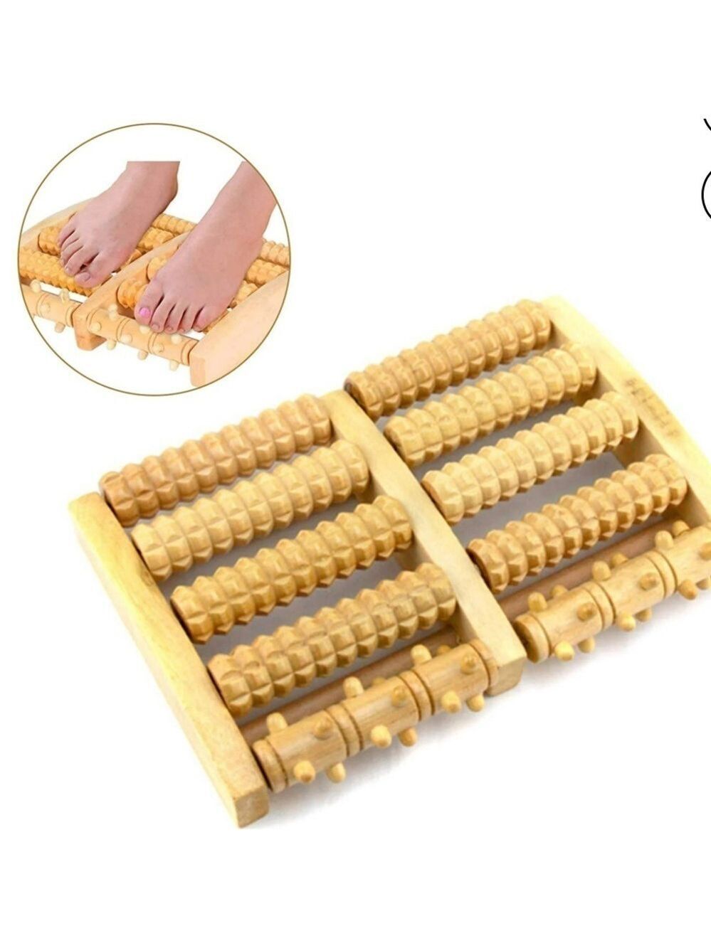 Theraflow Deluxe Dual Wooden Reflexology Foot Massage Roller